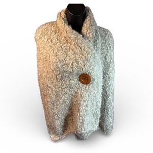 NWT Simply Noelle Knubby Button Wrap Oatmeal Beige Textured Knit Shawl Scarf
